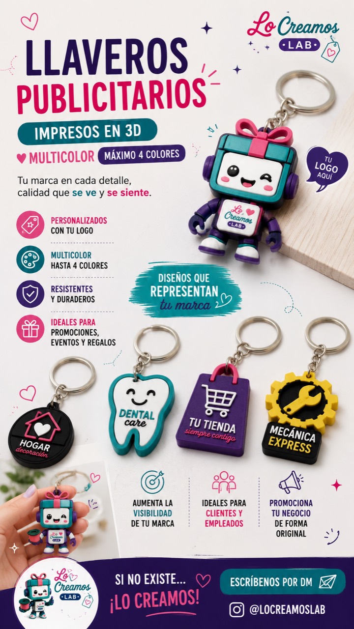 Llaveros personalizados impresos en 3D