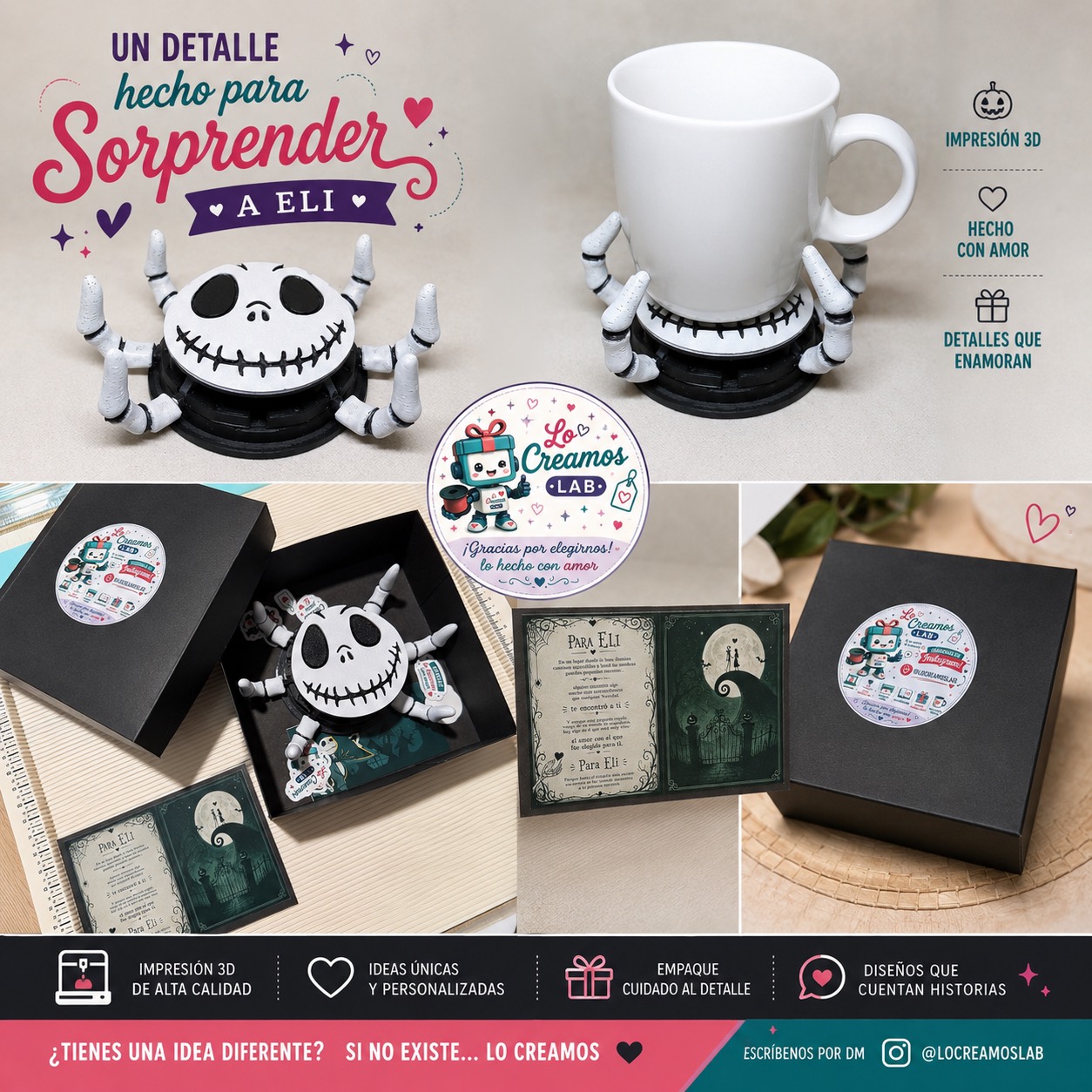 Regalo personalizado inspirado en Jack con soporte para taza
